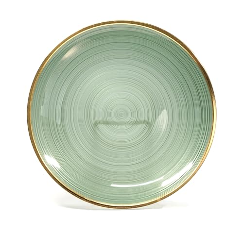 50 Pack Disposable Plastic Plates for Wedding & Party - Belize Green & Gold, 10in Dinner + 7in Salad Plates