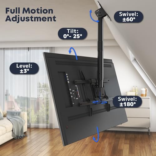 IMtKotW 43-86 Inch Ceiling TV Mount - Full Motion Adjustable, Heavy Duty, Slope & Flat Ceiling Compatible