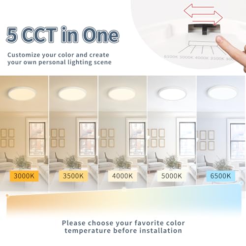White 14.9 Inch LED Flush Mount Ceiling Light 5CCT 32W 3343LM - 6 Pack