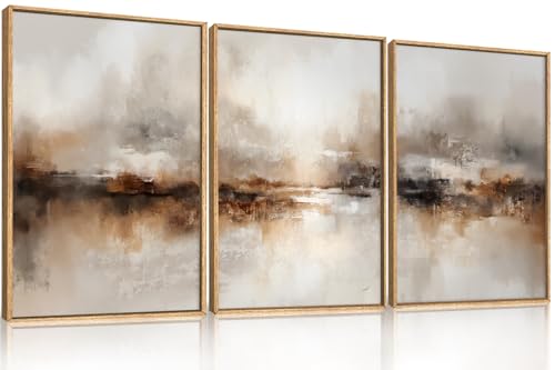 BICERE Abstract Neutral Brown Wood Wall Art - 24x36