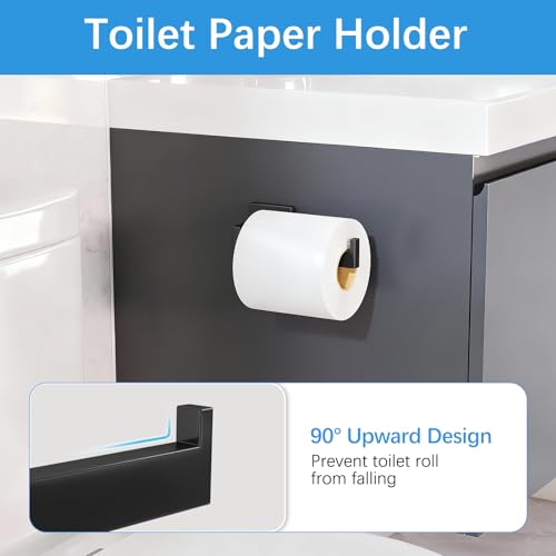 Gypie Wall-Mounted Bathroom Accessories Set - 10 Pieces, Matte Black, 24 Inch Towel Bars