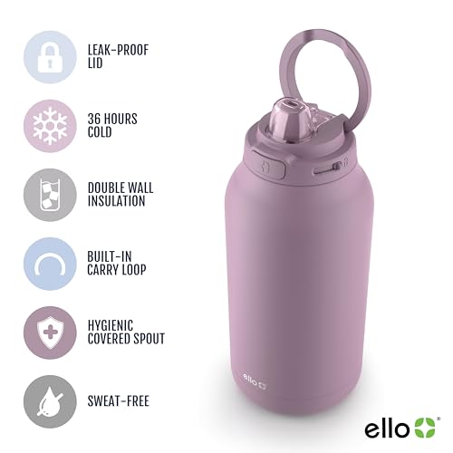 Ello Hydra 64oz Mauve Vacuum Insulated Stainless Steel Water Bottle