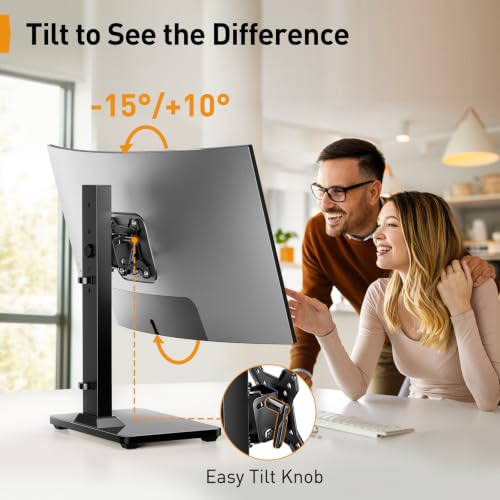 Single Monitor Stand for 13-34 Inch Screens up to 44 lbs - Adjustable & VESA Compatible - Space Saving Desk Mount - Version of THIS listing: 13-34 inch