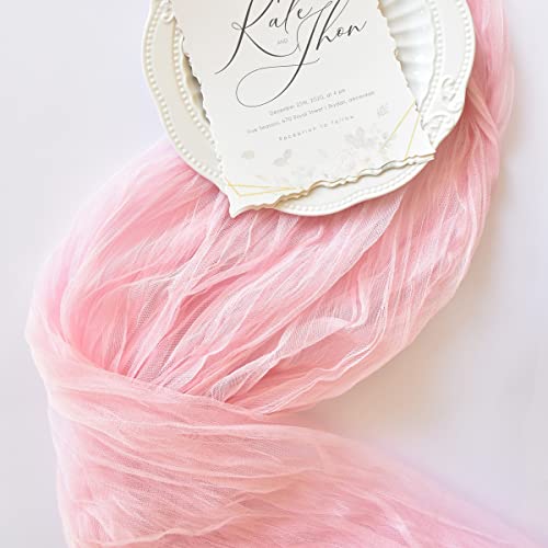 Pink Cheesecloth Table Runner 10ft Fall Wedding Party Decor 4 Pack - Blushing Pink