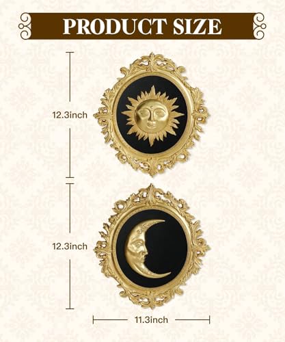 Putuo Decor Gold Sun and Moon Wall Art Set - 3D Celestial Wall Decor for Living Room & Bedroom