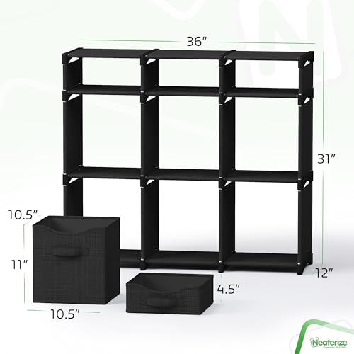 Black Cube Storage Organizer with Bins - 9 Cubes for Closet & Toy Storage - Variation of THIS listing