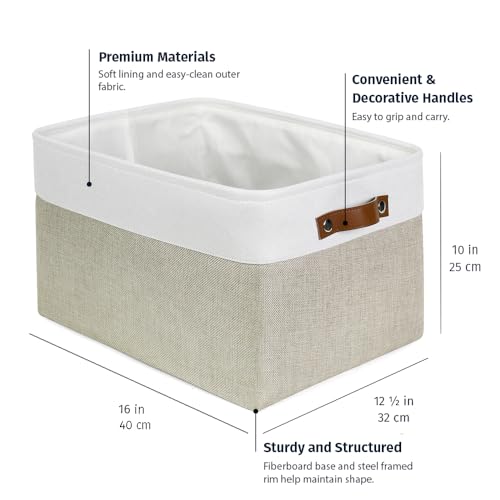Beige Extra Large Storage Baskets 16x12.5in 3-Pack for Shelves - OrganiHaus