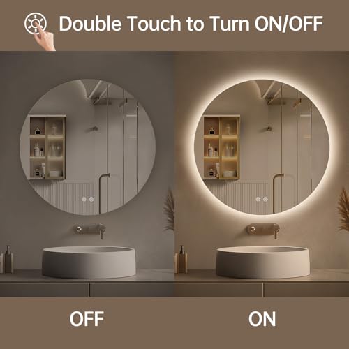Silver 24-Inch Backlit LED Bathroom Mirror - Dimmable, Fogless, Wall Mount