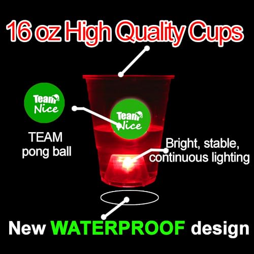 Christmas Glow Pong Set with Light-Up Cups and Balls for Holiday Party