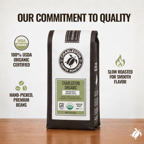 Organic Ground Coffee - Charleston Organic / 28oz - Medium Roast, Smooth & Bold