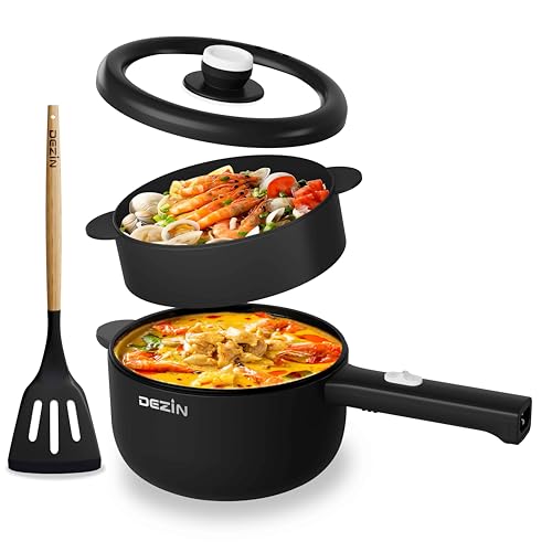 Dezin 2L Electric Hot Pot & Non-Stick Cooker - Matte Black, 700W Adjustable Power