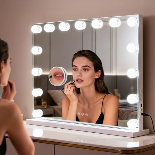 Lighted Makeup Mirror with 15 Dimmable Bulbs - 23x19 Inches Hollywood Vanity