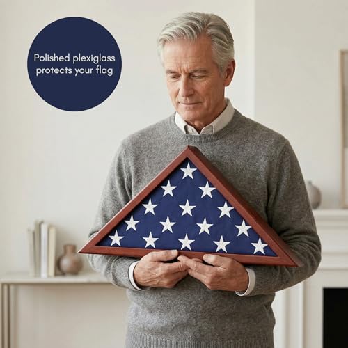 Americanflat 5x9.5' Mahogany Burial Flag Display Case for Wall or Tabletop – Memory Tribute