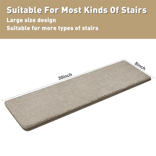 PURE ERA Cream Gray 8x30 Inch Carpet Stair Treads 14 Pcs Non-Slip Home Decor