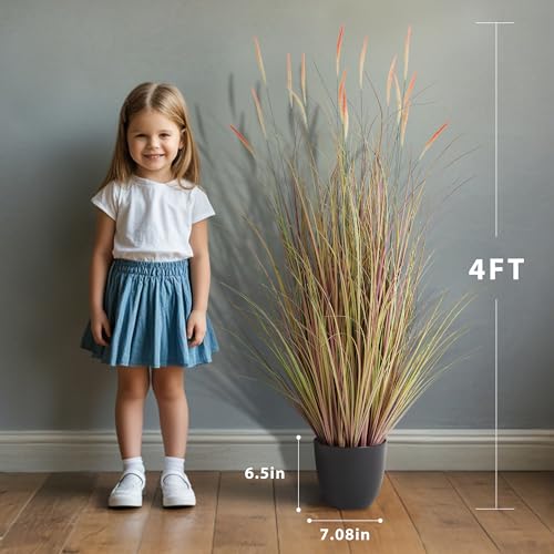 4ft 2-Pack Artificial Cattail Reed Grass Indoor Outdoor Decor - Realistic Faux Plants