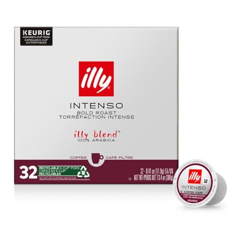 Illy Coffee K Cup Pods Intenso Bold Roast 32 Count - Compatible with Keurig