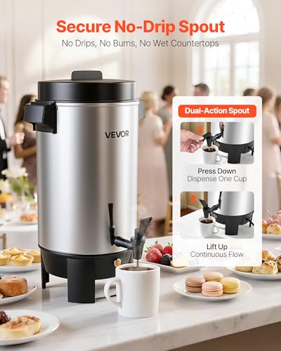 40-Cup Commercial Coffee Urn - 6.3 Qt Hot Beverage Dispenser, 1090W