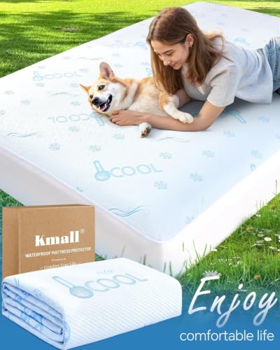 Kmall Blue Queen Size Cooling Waterproof Mattress Protector - Breathable & Noiseless Pad