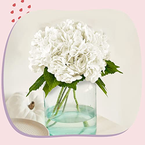 Yatim 21-Inch White Artificial Hydrangea Flowers - 5 Pack for Home & Wedding Decor