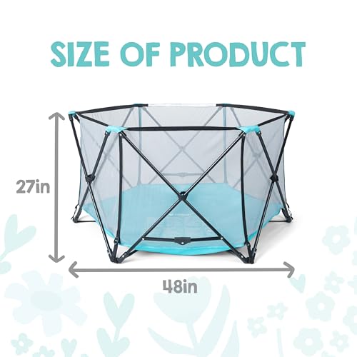 Regalo 6-Panel Foldable Baby Playpen & Play Yard, 48 Inches, Mesh Sides, Aqua/Black
