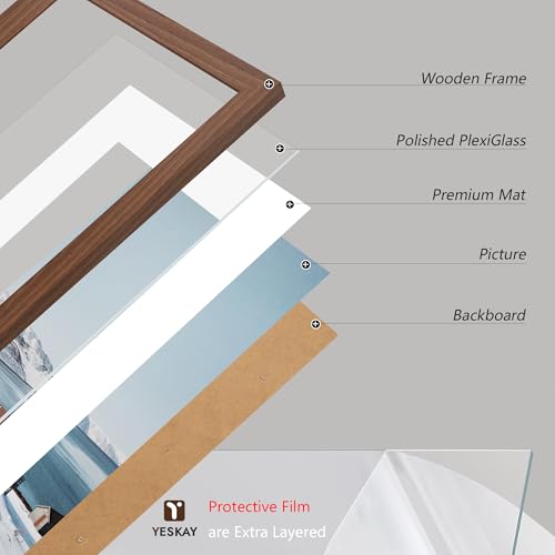 YESKAY 24x36 Brown Set of 3 Picture Frames for Wall Display – Includes 20x30 & 24x36 Sizes