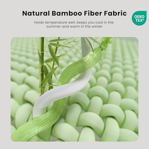 HOMRELEXA Twin XL 3 Inch Bamboo Mattress Topper with Cooling Gel & Charcoal Foam