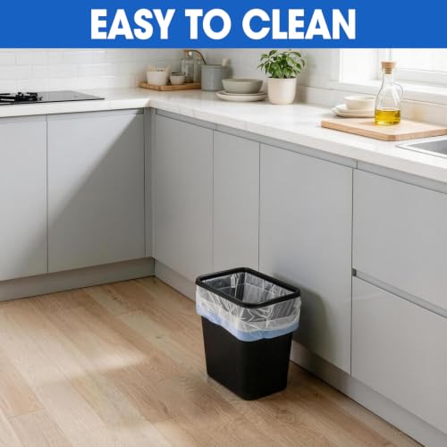 6 Pack Small Plastic Trash Cans - 3.5 Gallon Wastebaskets for Bathroom, Kitchen, Office, Black