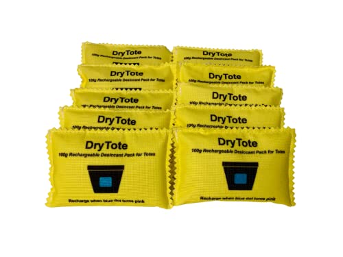 DryTote Rechargeable Desiccant Packs 10 Pack - Color Indicating Silica Gel Moisture Absorber for Storage & 3D Printer Filament - Variation 10