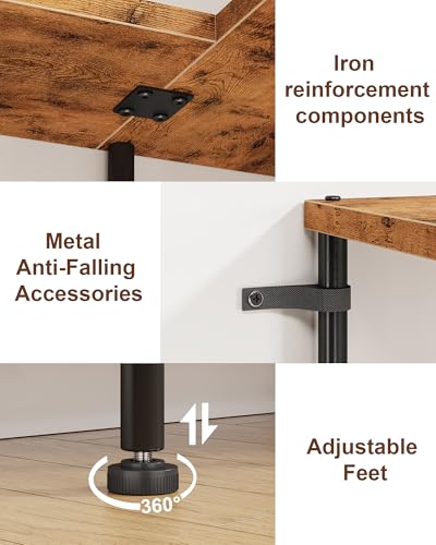 Rustic Brown 5-Tier L-Shaped Corner Bookshelf - 60 Inch Modern Corner Shelf