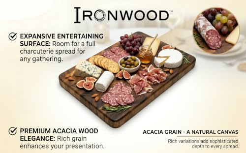 Large End Grain Acacia Wood Cutting & Serving Board - 20 x 14 Inches - Brown - Variation of THIS listing