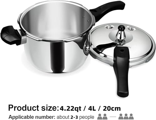 4.2 Quart Stainless Steel Pressure Cooker - Induction Compatible, Safety Devices