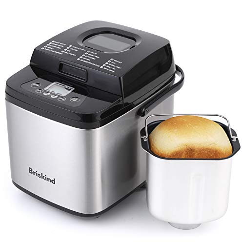 Briskind 1.5 lb Compact Bread Maker Machine with Carrying Handle - Stainless Steel, 19 Programs