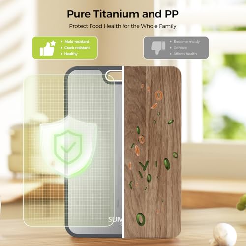 Titanium Cutting Board, Double Sided Food Grade Pure Titanium/PP,
