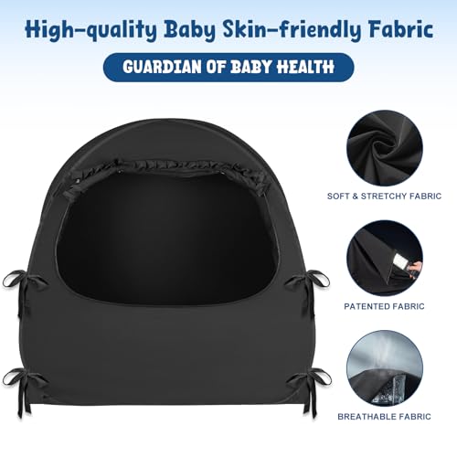 Blackout Baby Crib Tent Canopy for Pack n Play - Travel & Nap Cover 98% Blackout