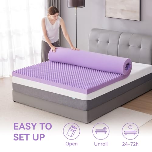 King Size Egg Crate Memory Foam Mattress Topper 2 Inch - Cooling Gel Support