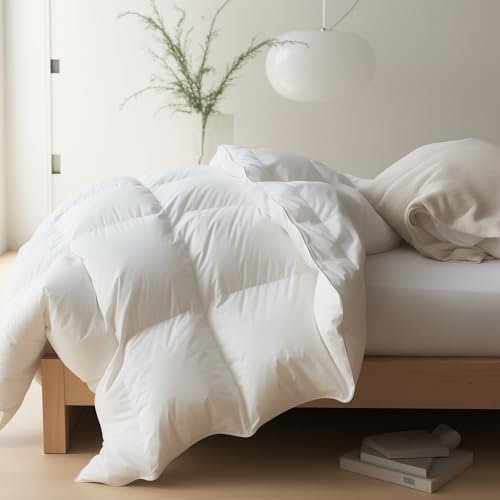 White All Season Oversized King Feather Down Comforter - Luxury Duvet Insert