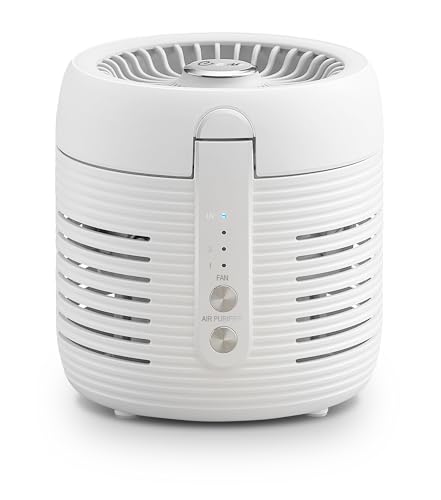 Crane 2-in-1 Air Purifier and Desk Fan - Standard Edition, Small HEPA Filter, Night Stand & Office Use