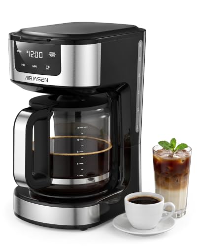 AIRMSEN 12-Cup Programmable Drip Coffee Maker - Home Kitchen Brew Machine