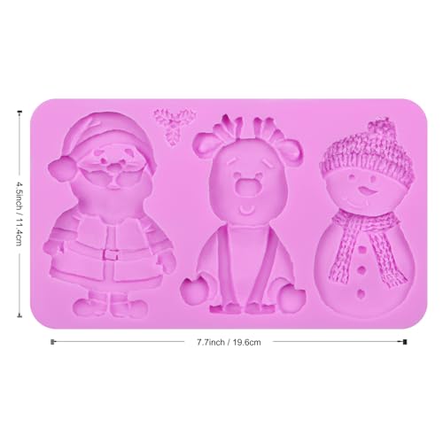 Christmas Snowman Silicone Mold, Reindeer 3D Santa Claus Silicone Fondant Molds, for Christmas Cookie Cake Decoration Cupcake Chocolate Gum Paste Polymer Clay Resin