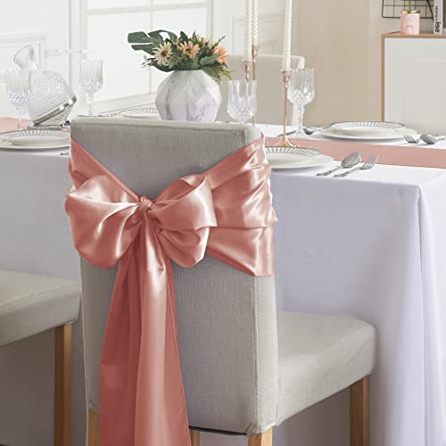 6Pack Satin Table Runner 12x108 Inches - Rose Gold, 6 Pack for Wedding & Events