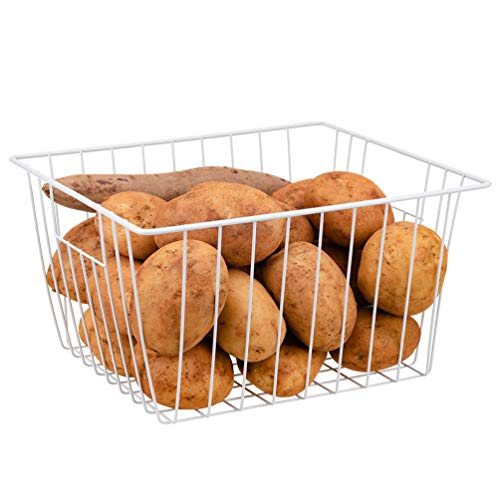 White Freezer Basket Organizer 11x9x5.5in, Set of 6 - Durable Wire Storage Bin
