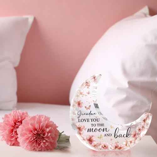Mother's Day Gifts Grandma Birthday Gifts Grandmother Gift From Grandchildren,Acrylic Moon Decoration Sign Grandmother Gift for Christmas Birthday Thanksgiving-Grandma Love You To The Moon And Back