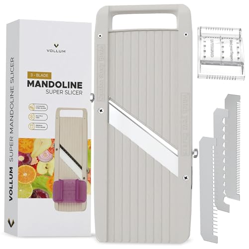 Vollum Wide Japanese Mandoline Slicer - Professional Vegetable Cutter with Interchangeable Stainless Steel Blades
