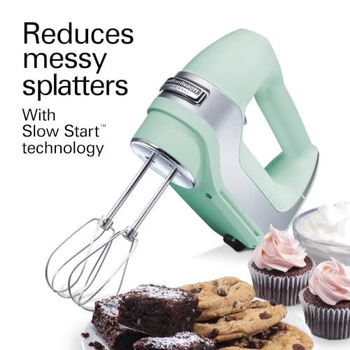 Hamilton Beach Professional Mint 5-Speed Electric Hand Mixer with Storage Case & Attachments