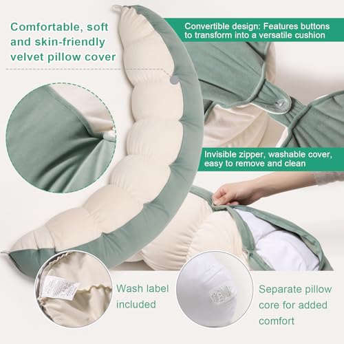 Green-White 47-Inch Body Pillow for Adults - Long Bolster Support Cushion
