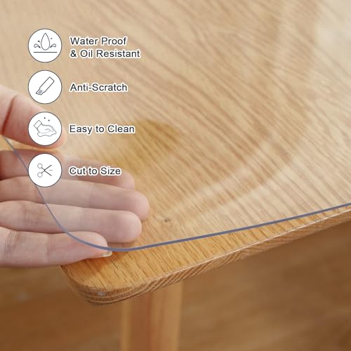 LovePads Clear Table Cover Protector 36 x 60 Inch, 2mm Thick Plastic