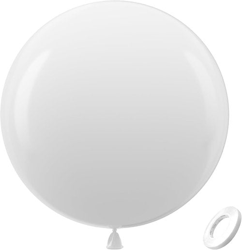 Bezente 36 Inch White Giant Balloons - 8 Pack Jumbo Round Latex Balloons for Weddings & Parties
