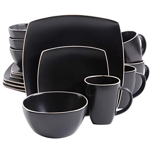 Gibson Soho Lounge Dinnerware Set for 4 - Matte Black, 16 Pieces, Service Included