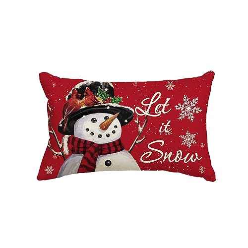 AVOIN colorlife Let it Snow Snowman Christmas Throw Pillow Cover, 12 x 20 Inch Winter Holiday Cushion Case Decoration for Sofa Couch