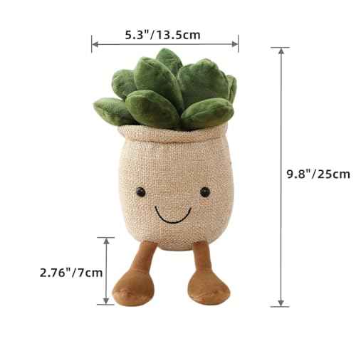 XZJMY 1Pack Succulents Plush Toy,Potted Plant Stuffed Plush Pillow Decoration,Cute Plants Plush Toy, Plush Toys Gift for Kids Girls (Khaki,Succulents)